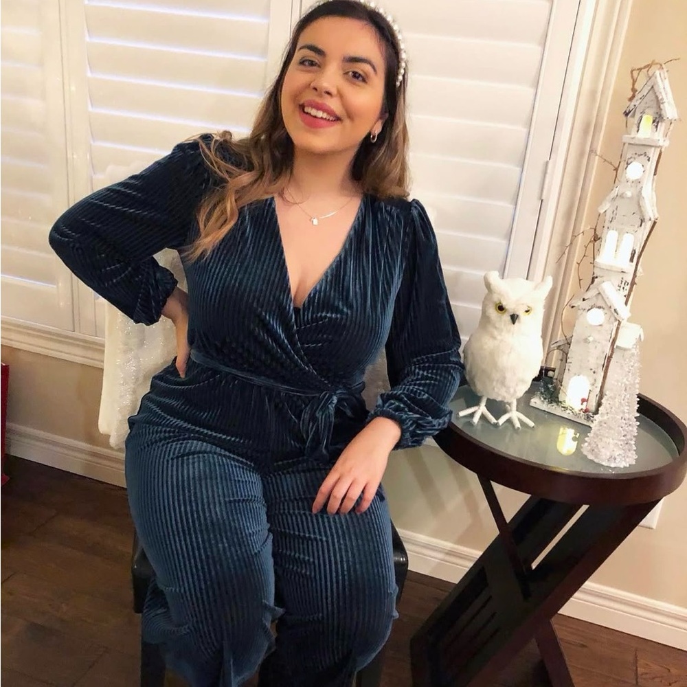 velvet blue jumpsuit